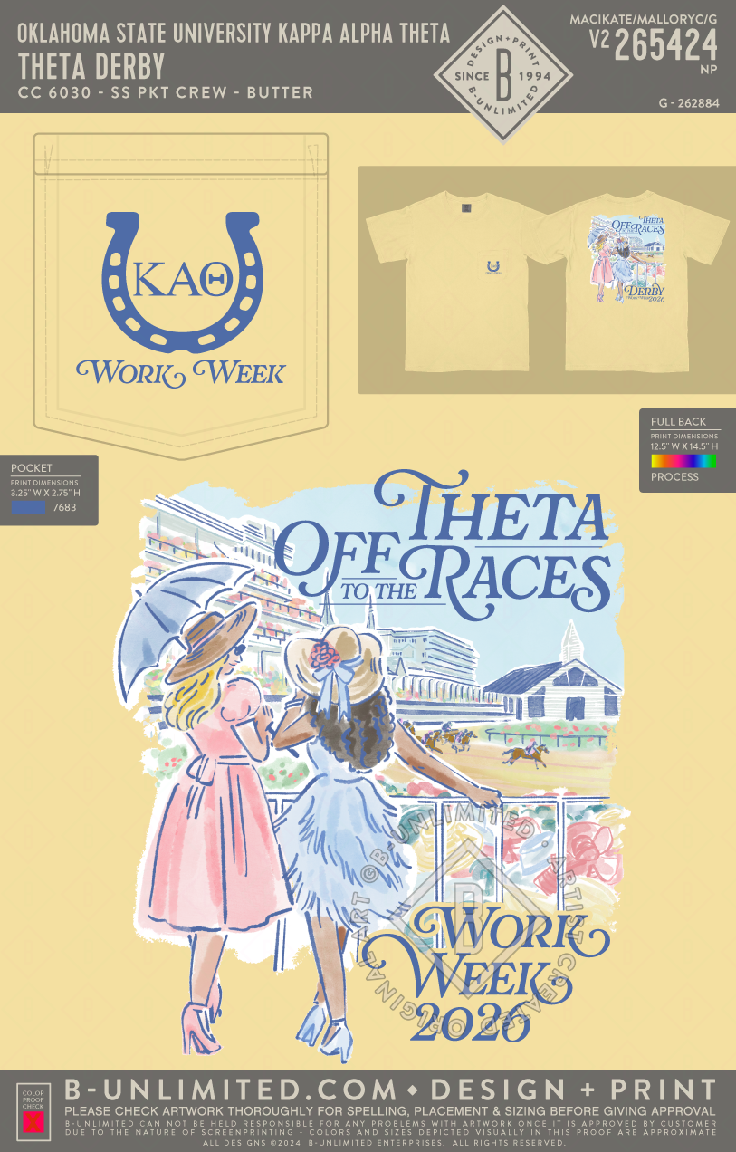 Oklahoma State University Kappa Alpha Theta - Theta Derby - CC - 6030 - SS Pocket - Butter