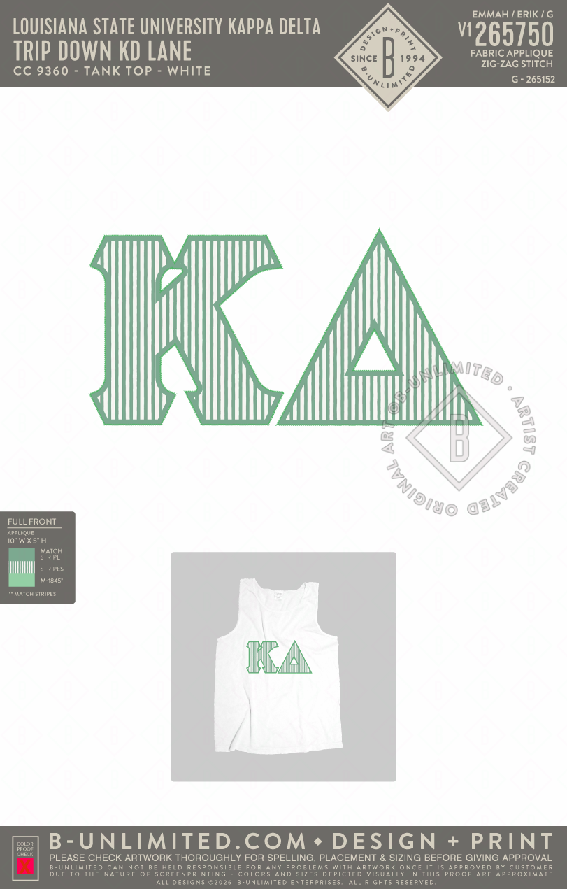 Louisiana State University Kappa Delta - Trip Down KD Lane - CC - 9360 - Tank Top - White