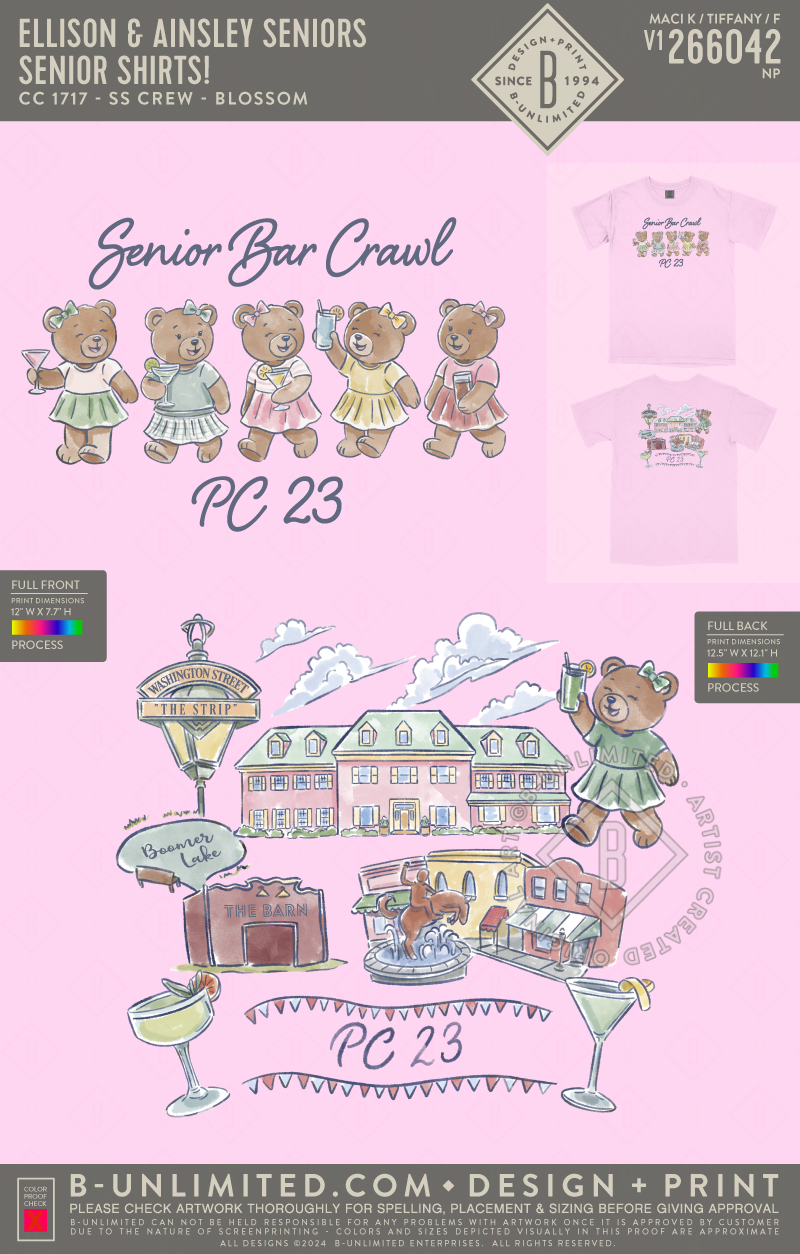 Ellison & Ainsley Seniors - Senior Shirts! - CC - 1717 - SS Crew - Blossom
