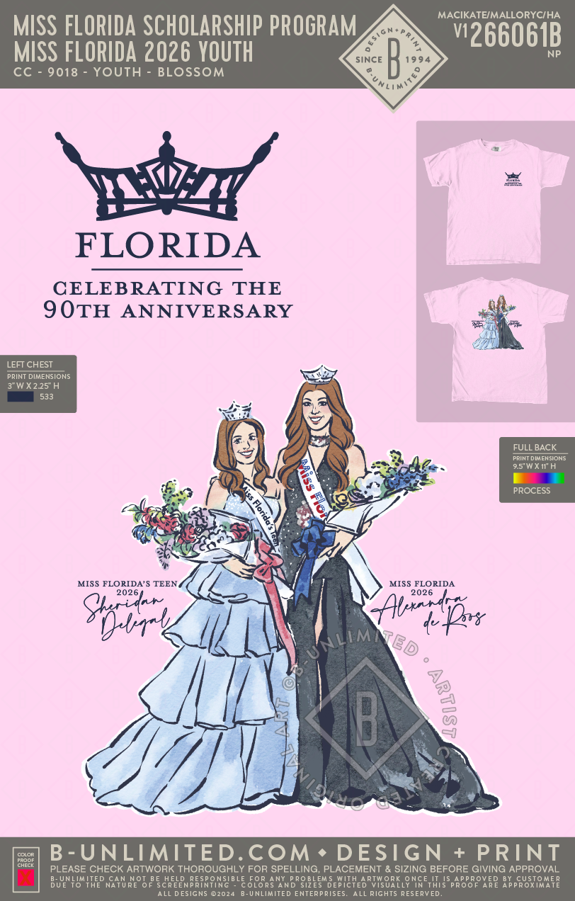 Miss Florida Scholarship Program - Miss Florida 2026 Youth - CC - 9018 - Youth SS Crew - Blossom