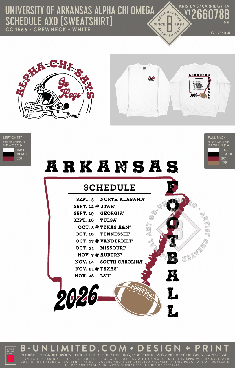 UofA AXO - Schedule AXO (Sweatshirt) - Hanes - F260 - Sweatshirt - White