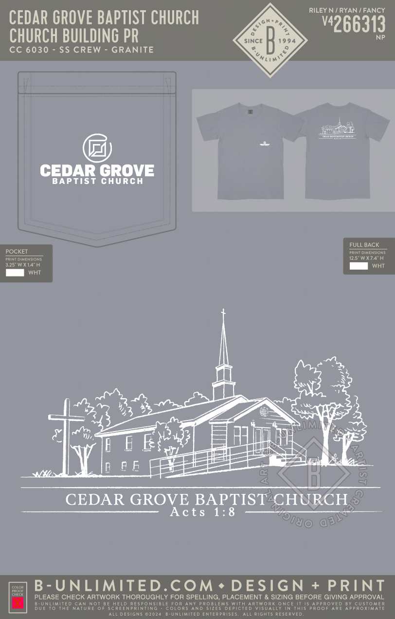 Cedar Grove Baptist Church - Church Building PR - CC - 6030 - SS Pocket - Granite