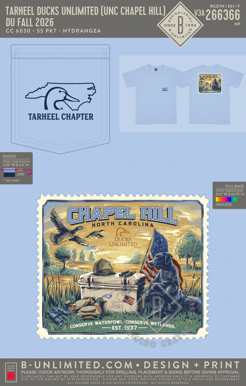 Tarheel Ducks Unlimited (UNC Chapel Hill) - DU Fall 2026 - CC - 6030 - SS Pocket - Hydrangea