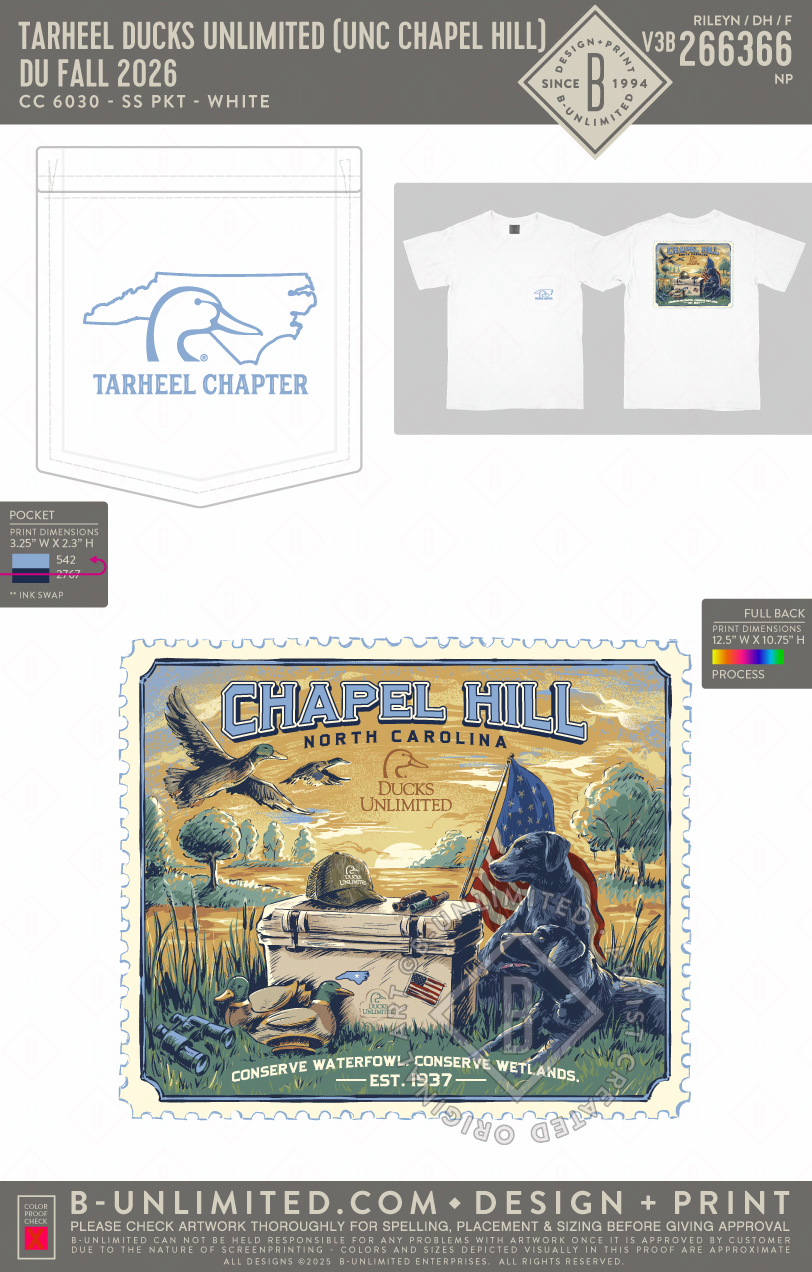 Tarheel Ducks Unlimited (UNC Chapel Hill) - DU Fall 2026 - CC - 6030 - SS Pocket - White