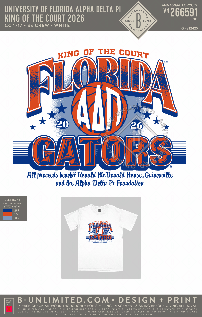 University of Florida Alpha Delta Pi - King of the Court 2026 - CC - 1717 - SS Crew - White