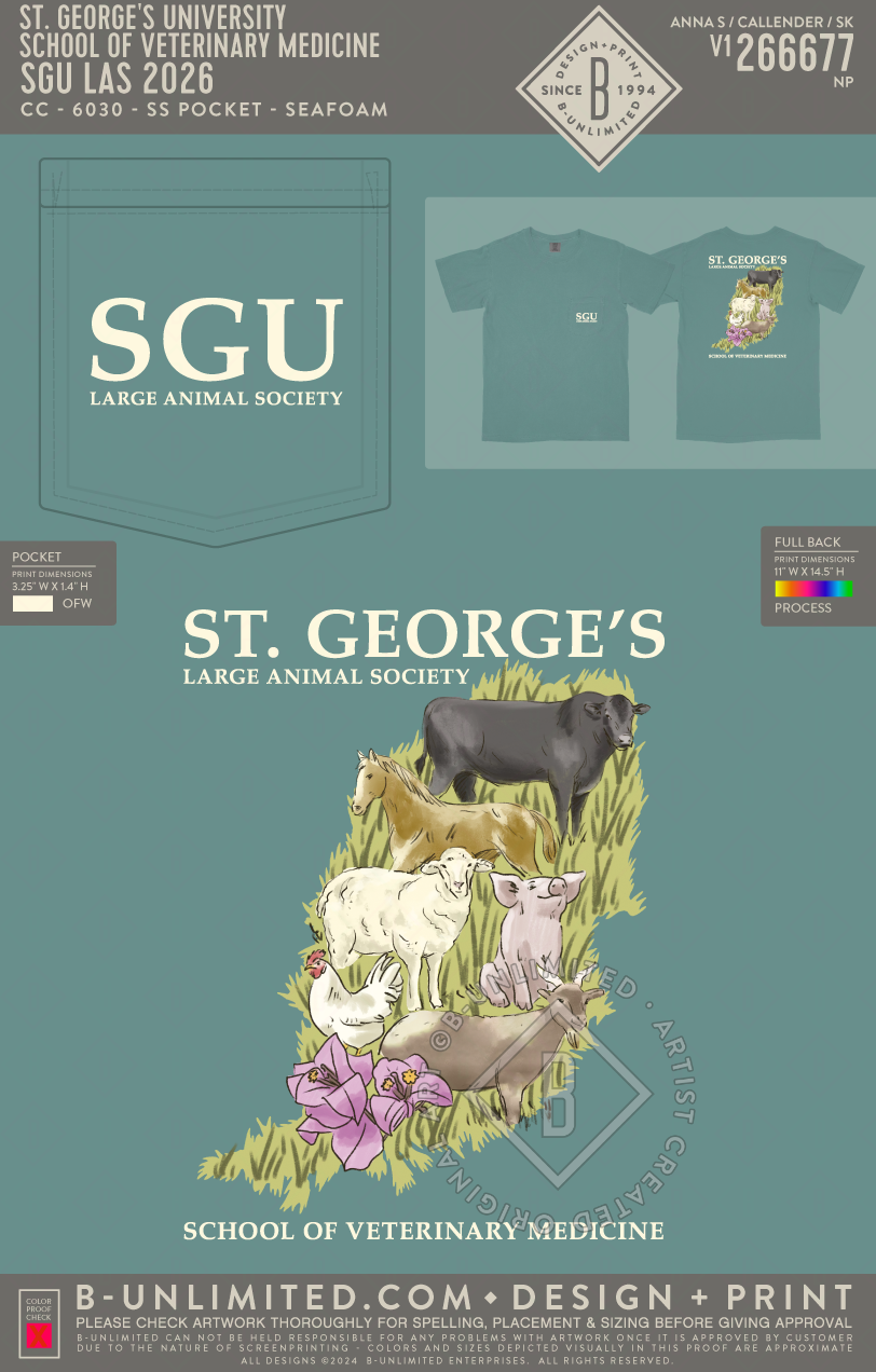 St. George's University School of Veterinary Medicine - SGU LAS 2026 - CC - 6030 - SS Pocket - Seafoam