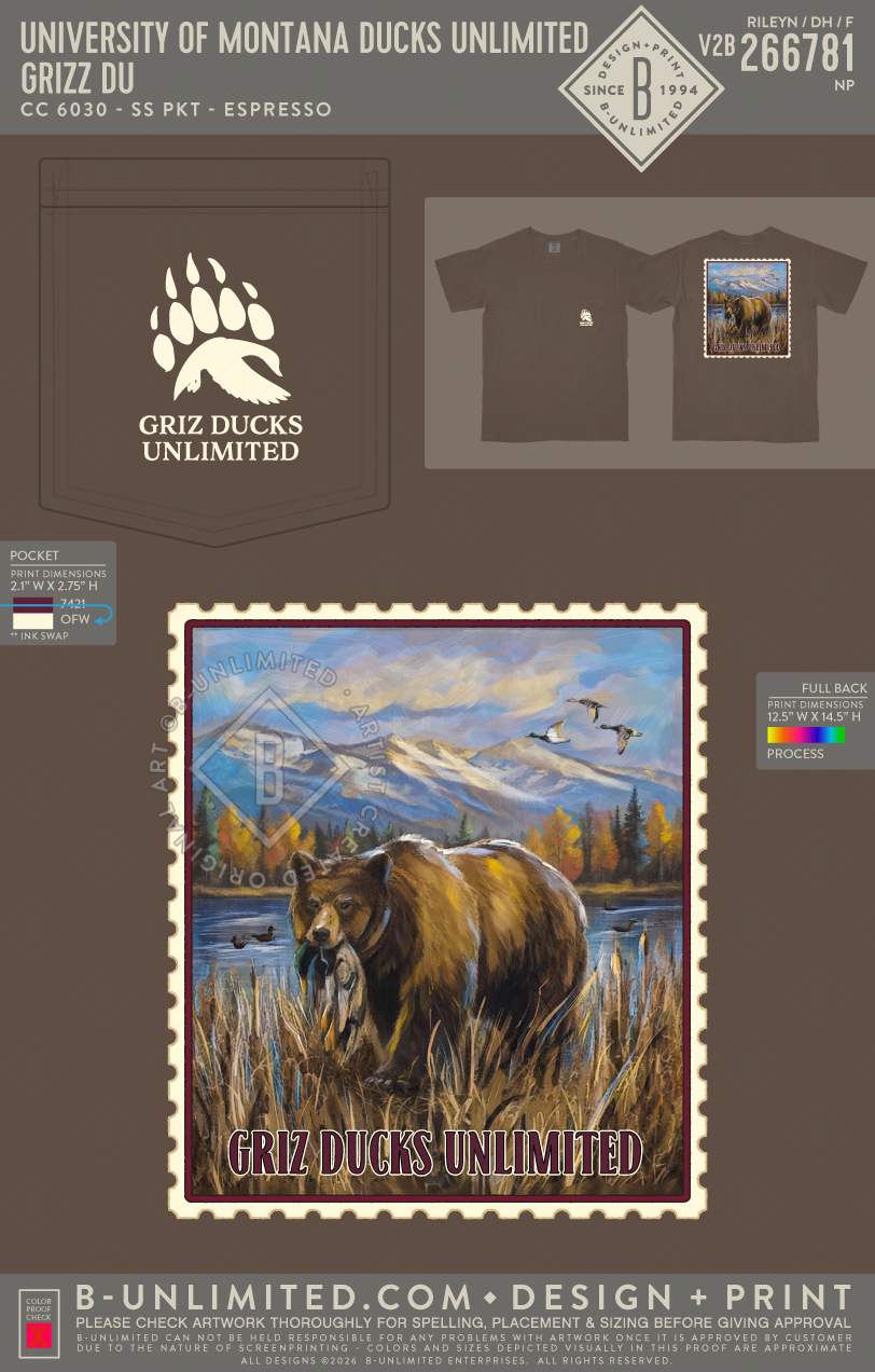 University of Montana Ducks Unlimited - Grizz DU - CC - 6030 - SS Pocket - Espresso