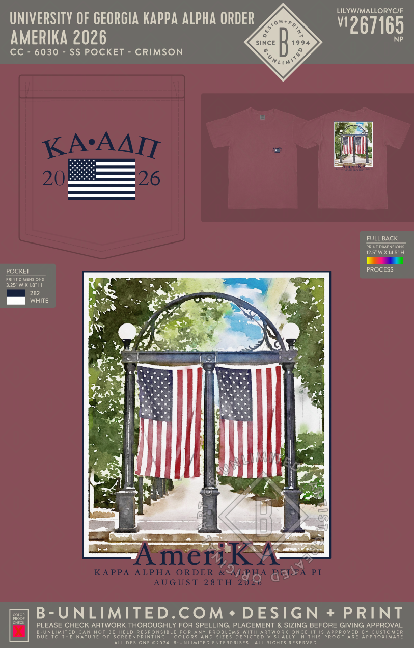 UGA ADPI - AmeriKA 2026 - CC - 6030 - SS Pocket - Crimson