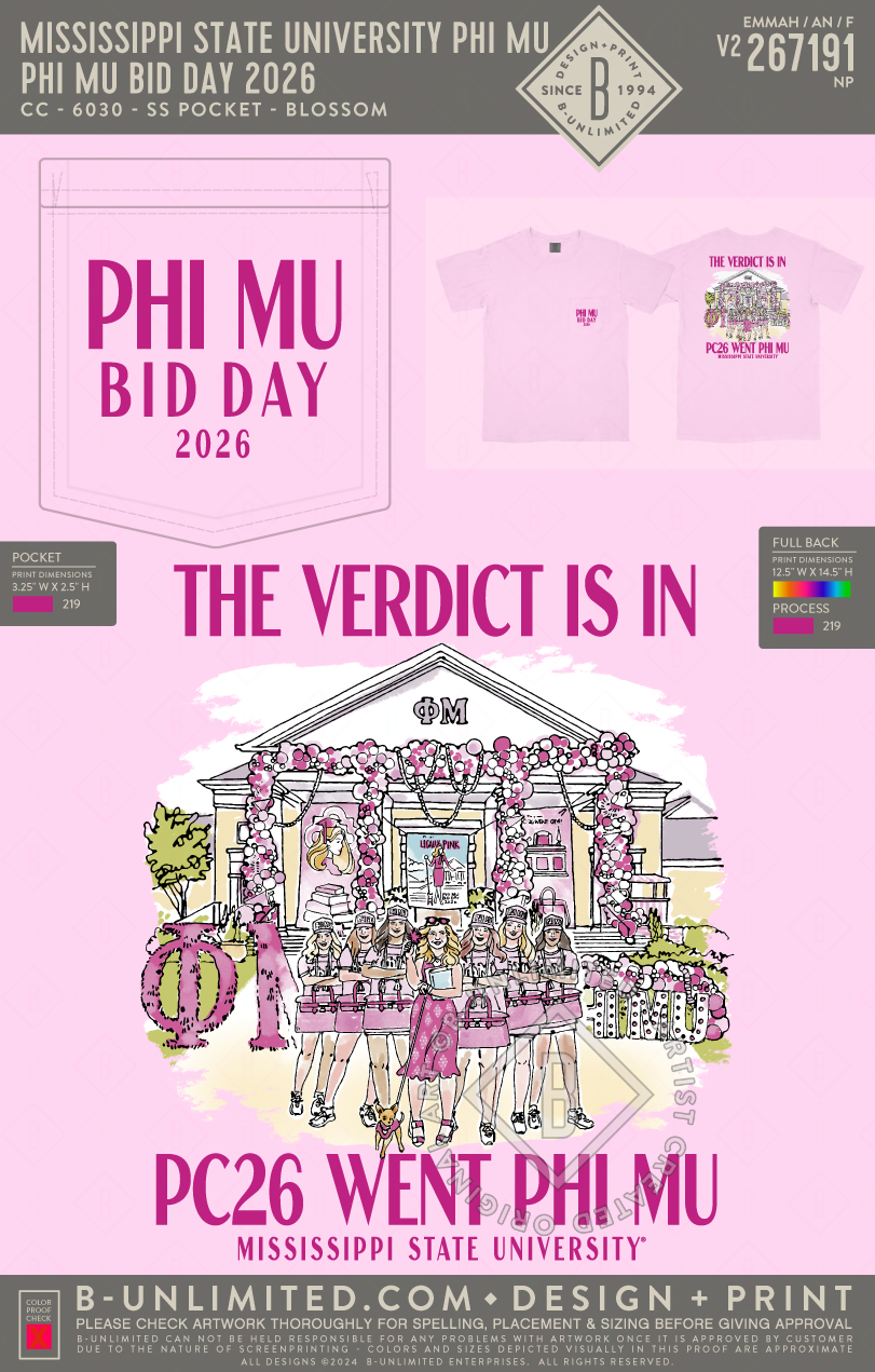 Mississippi State University Phi Mu - Phi Mu Bid Day 2026 - CC - 6030 - SS Pocket - Blossom