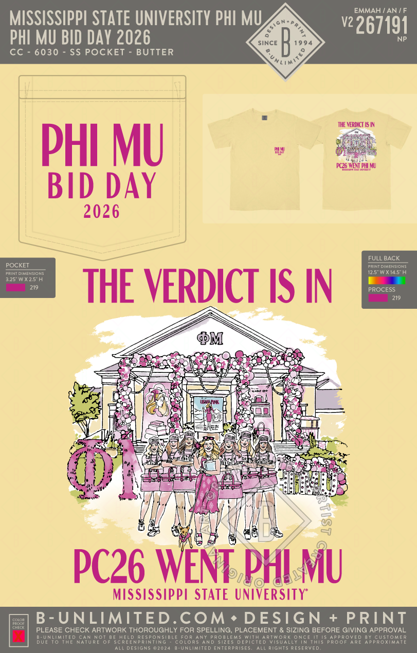 Mississippi State University Phi Mu - Phi Mu Bid Day 2026 - CC - 6030 - SS Pocket - Butter