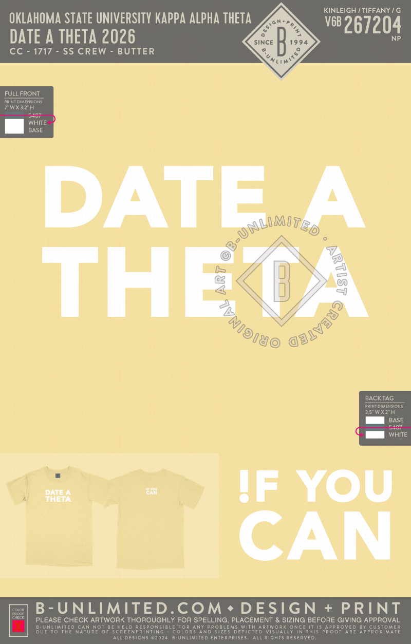 Oklahoma State University Kappa Alpha Theta - Date a Theta 2026 - CC - 1717 - SS Crew - Butter