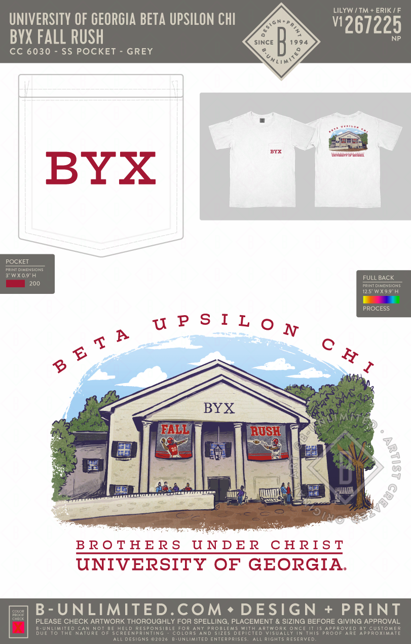 UGA BYX - BYX Fall Rush - CC - 6030 - SS Pocket - White