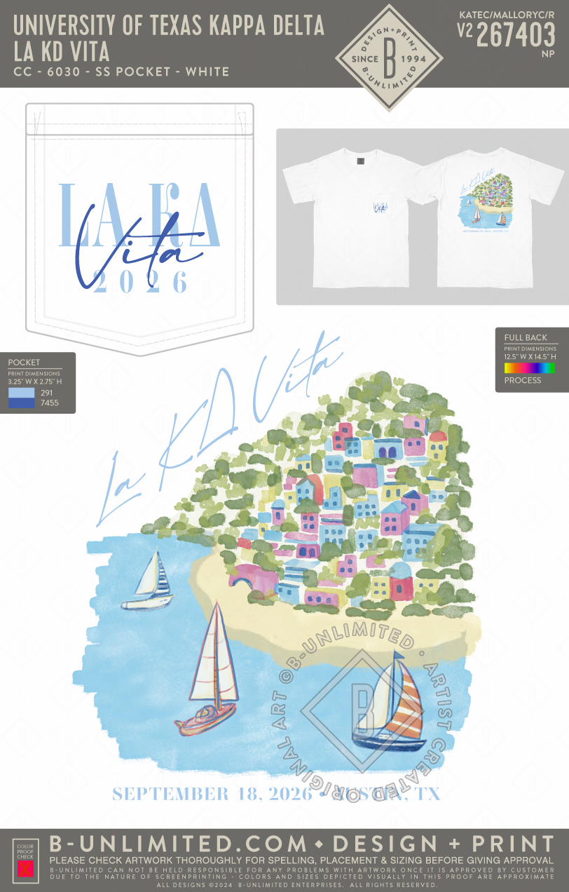 University of Texas Kappa Delta - La KD Vita - CC - 6030 - SS Pocket - White