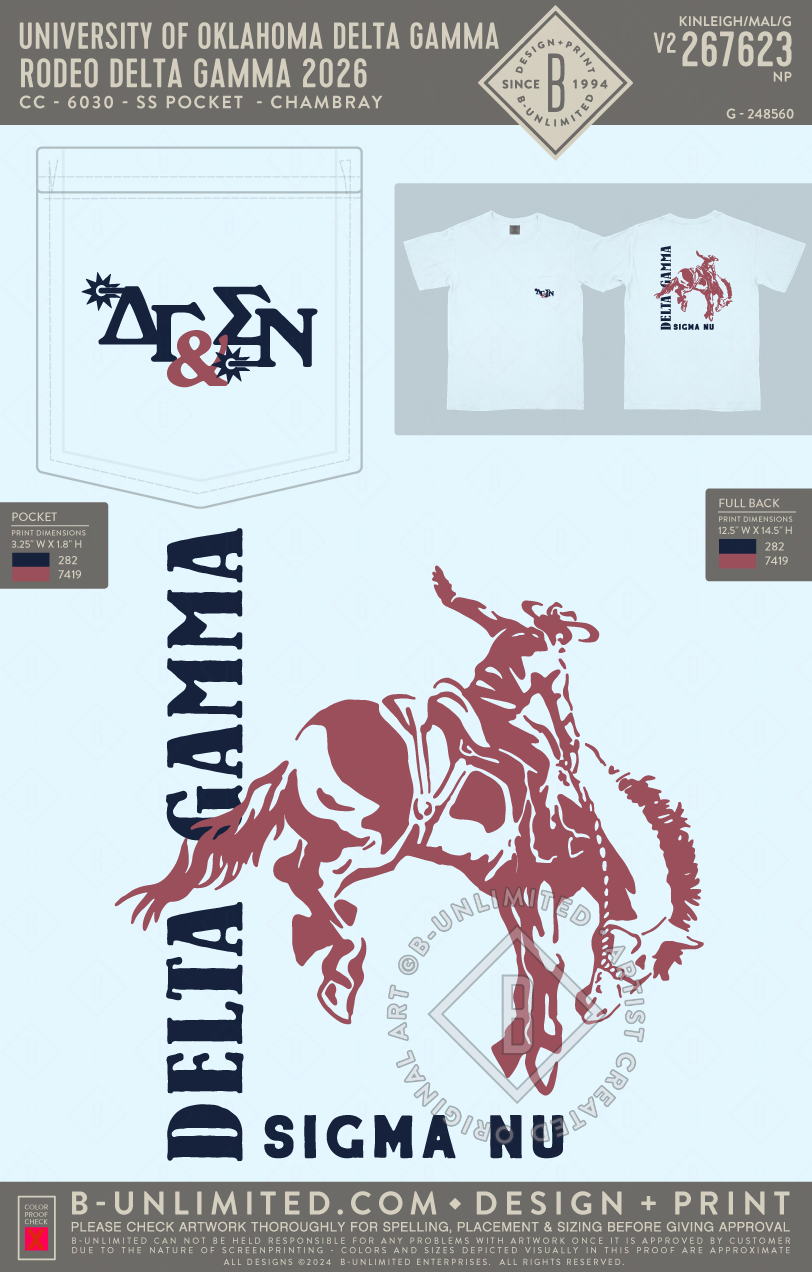University of Oklahoma Delta Gamma - Rodeo Delta Gamma 2026 - CC - 6030 - SS Pocket - Chambray