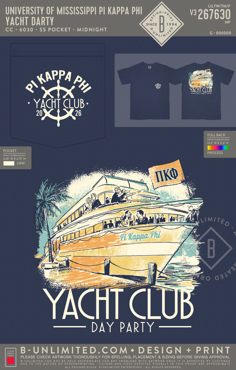 University of Mississippi Pi Kappa Phi - Yacht Darty - CC - 6030 - SS Pocket - Midnight