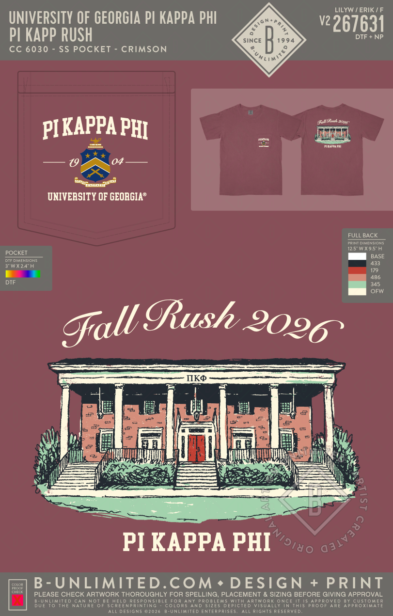 University of Georgia Pi Kappa Phi - Pi Kapp Rush - CC - 6030 - SS Pocket - Crimson