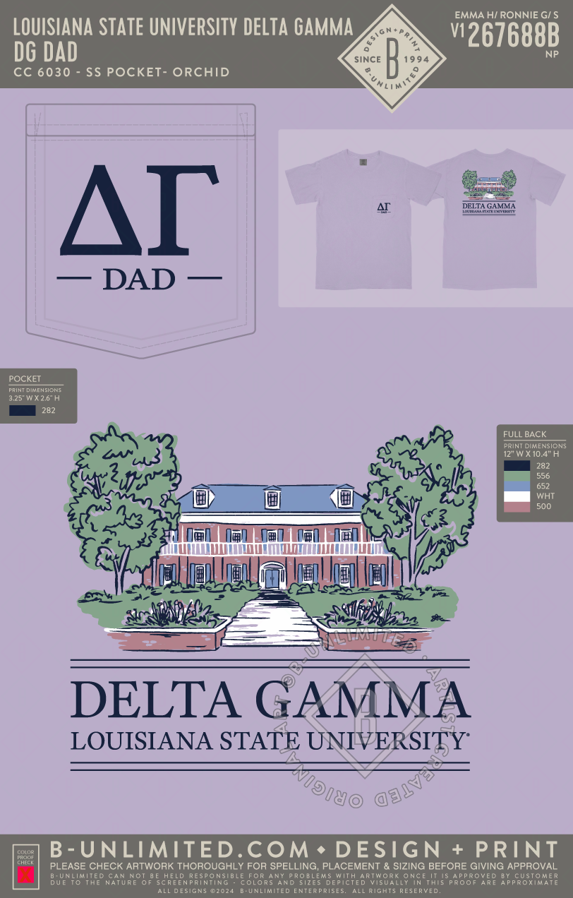 Louisiana State University Delta Gamma - DG DAD - CC - 6030 - SS Pocket - Orchid