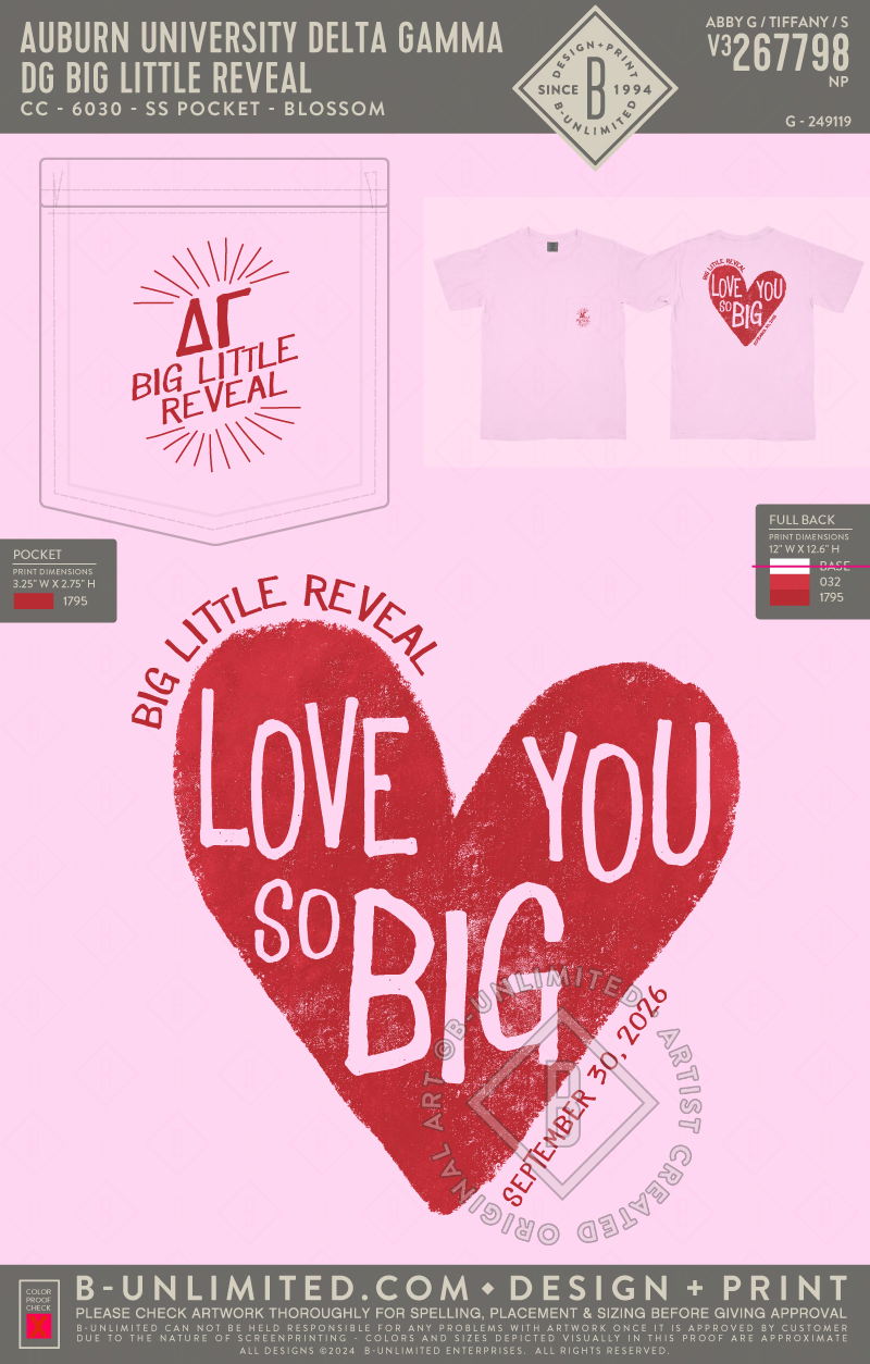 Auburn University Delta Gamma - DG Big Little Reveal - CC - 6030 - SS Pocket - Blossom