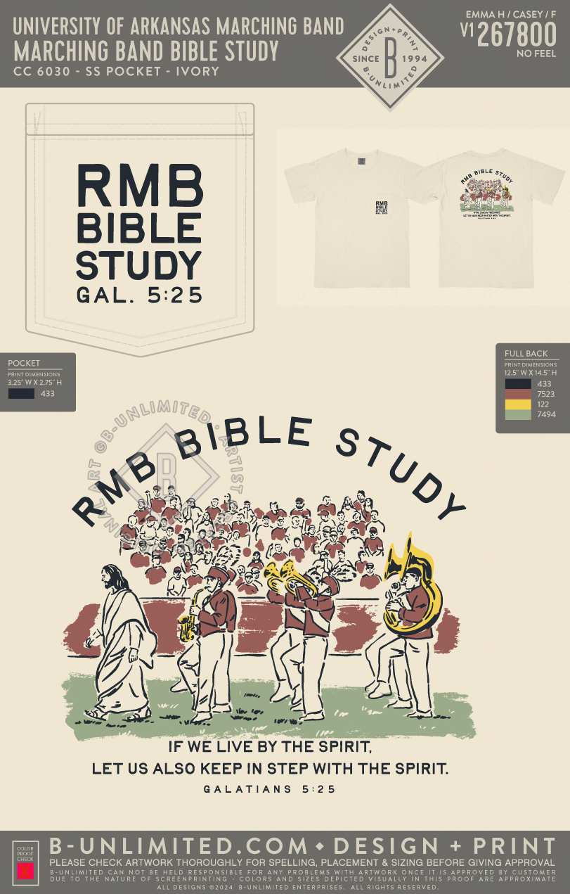 University of Arkansas Marching Band - Marching Band Bible Study - CC - 6030 - SS Pocket - Ivory