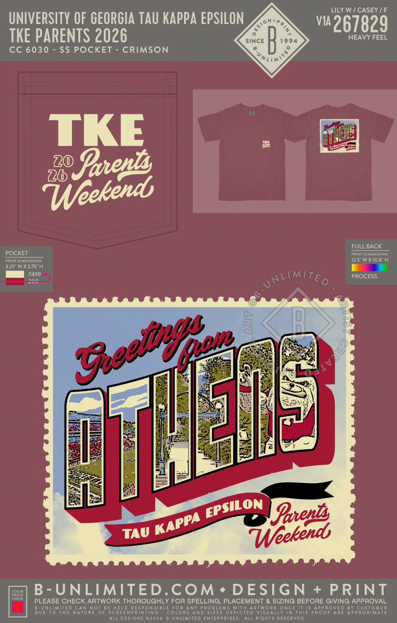University of Georgia Tau Kappa Epsilon - TKE Parents 2026 - CC - 6030 - SS Pocket - Crimson