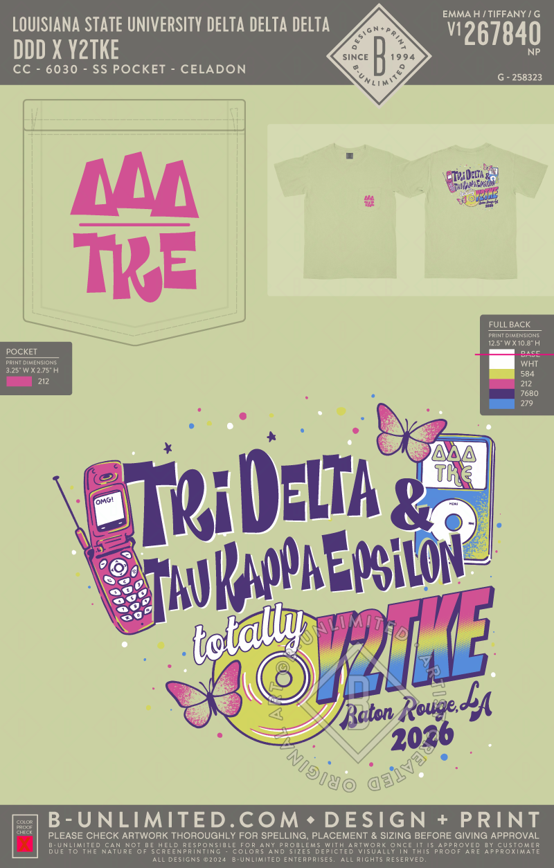 Louisiana State University Delta Delta Delta - DDD x Y2TKE - CC - 6030 - SS Pocket - Celadon