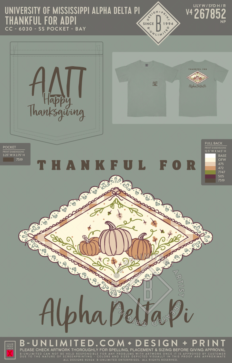 University of Mississippi Alpha Delta Pi - Thankful for ADPI - CC - 6030 - SS Pocket - Bay