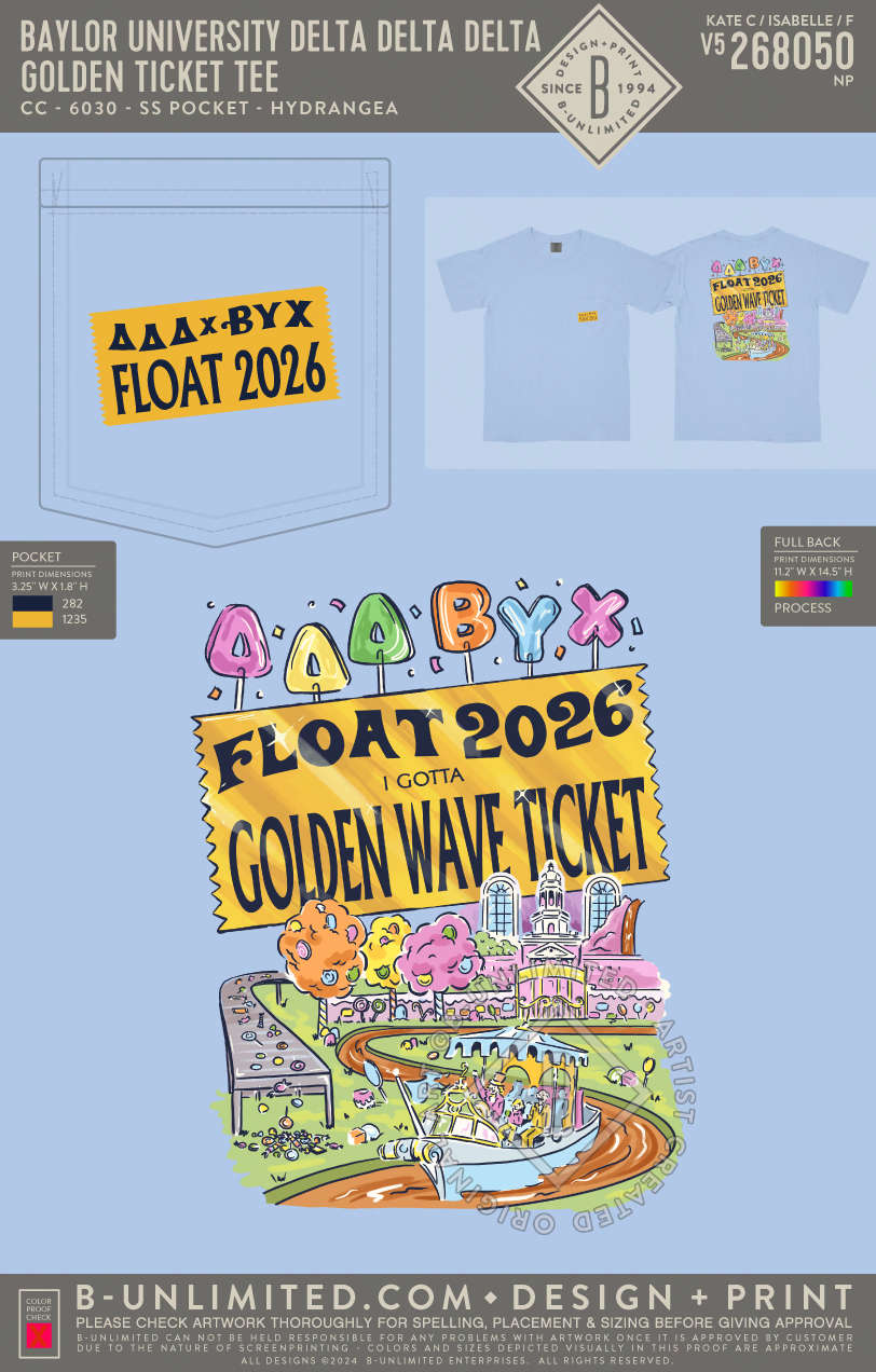 Beta Upsilon Chi Iota Chapter - Golden Ticket Tee - CC - 6030 - SS Pocket - Hydrangea