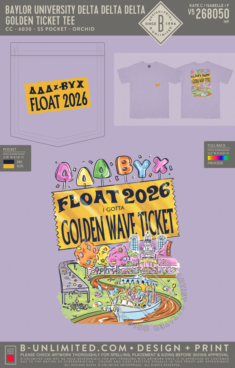 Beta Upsilon Chi Iota Chapter - Golden Ticket Tee - CC - 6030 - SS Pocket - Orchid