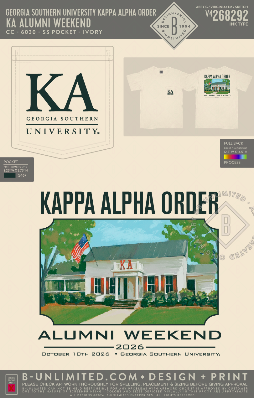Georgia Southern University Kappa Alpha Order - KA Alumni Weekend - CC - 6030 - SS Pocket - Ivory