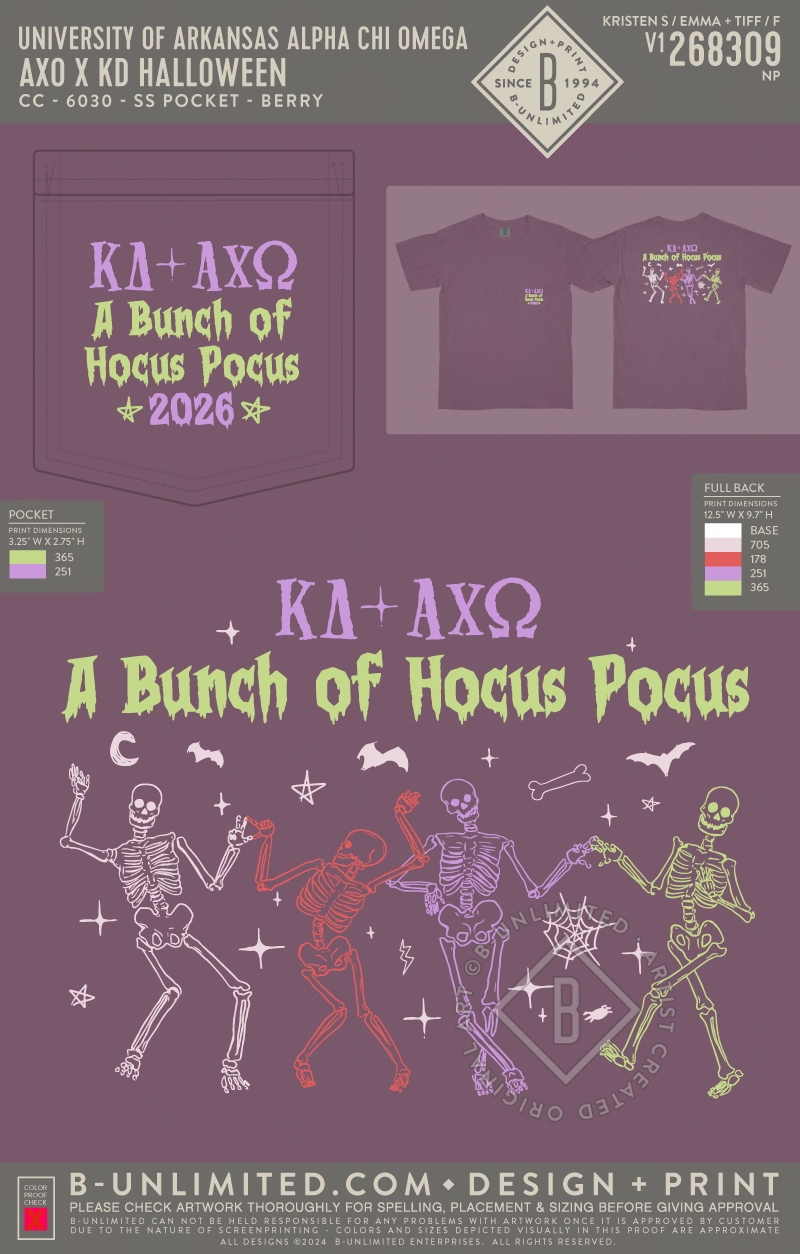UofA AXO - AXO x KD Halloween - CC - 6030 - SS Pocket - Berry