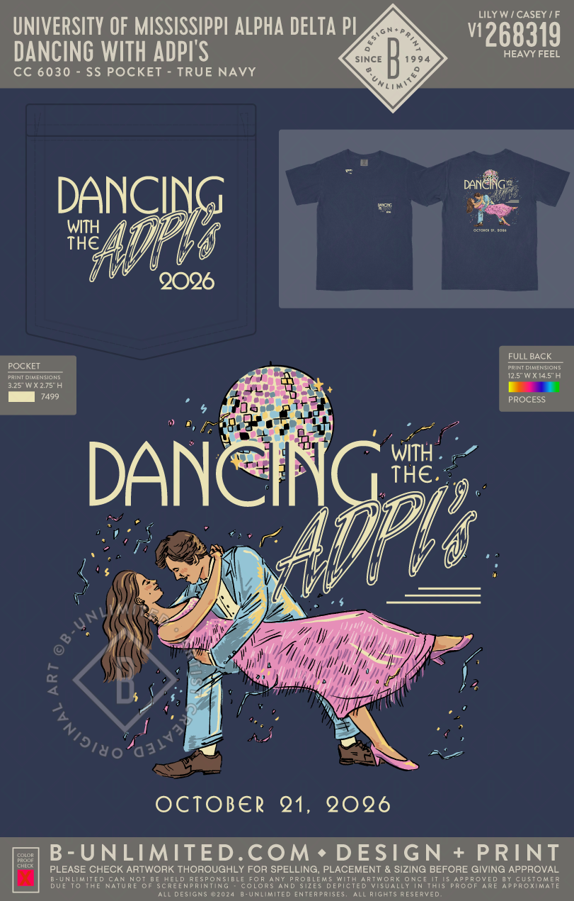 University of Mississippi Alpha Delta Pi - Dancing with ADPI's - CC - 6030 - SS Pocket - True Navy