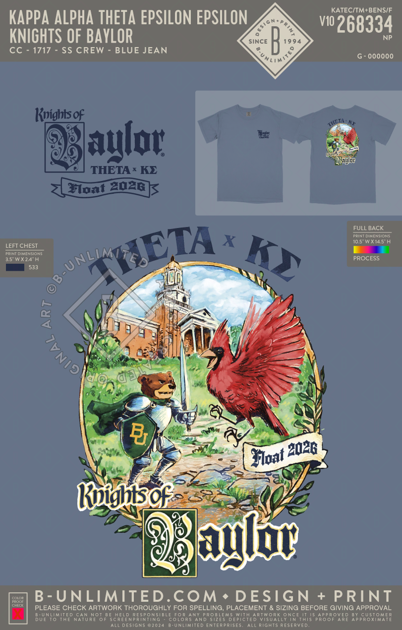 Kappa Alpha Theta Epsilon Epsilon - Knights of Baylor - CC - 1717 - SS Crew - Blue Jean