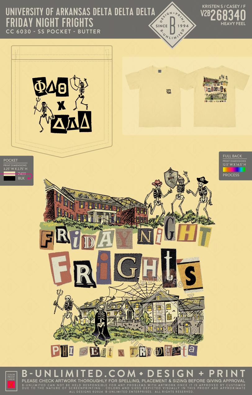 University of Arkansas Delta Delta Delta - Friday Night Frights - CC - 6030 - SS Pocket - Butter