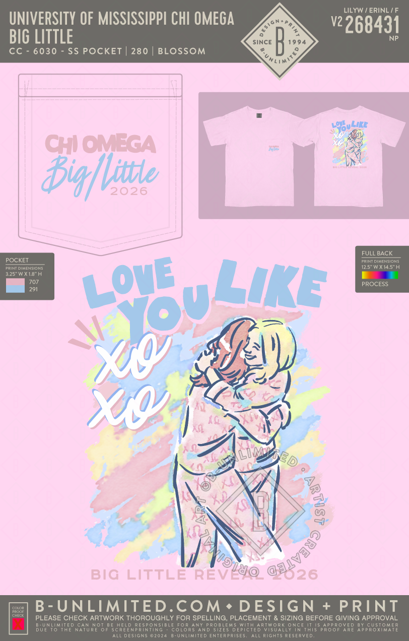 University of Mississippi Chi Omega - Big/Little - CC - 6030 - SS Pocket - Blossom