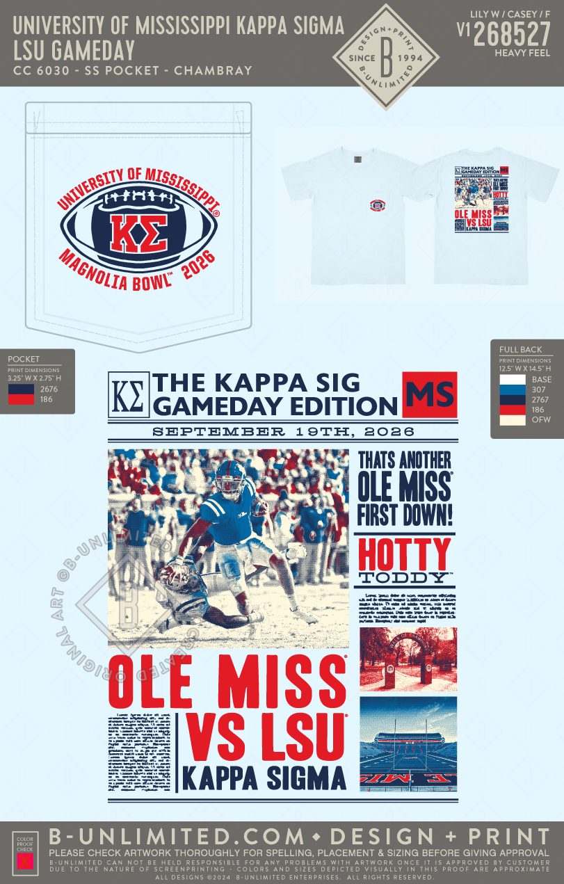 University of Mississippi Kappa Sigma - lsu gameday - CC - 6030 - SS Pocket - Chambray