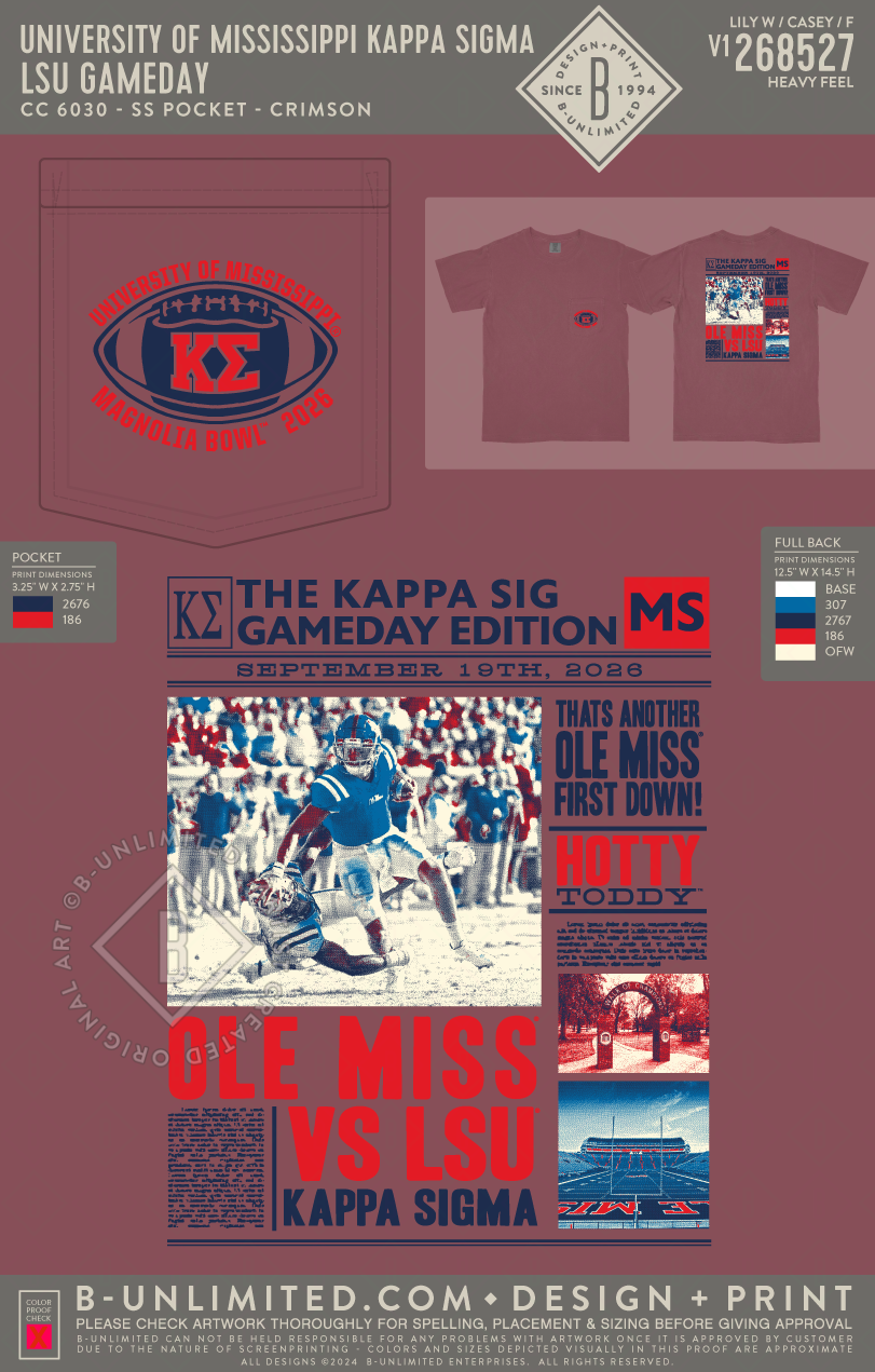 University of Mississippi Kappa Sigma - lsu gameday - CC - 6030 - SS Pocket - Crimson