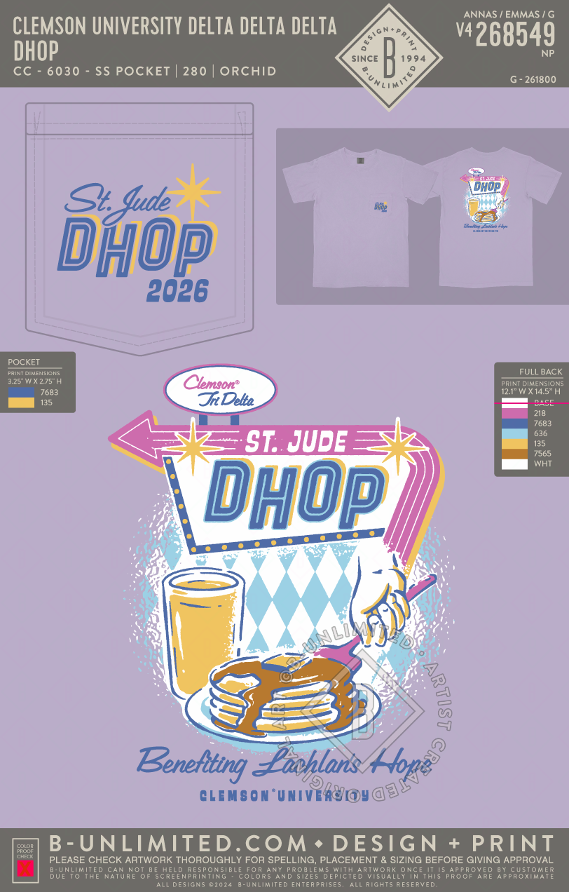 Clemson University Delta Delta Delta - DHop - CC - 6030 - SS Pocket - Orchid