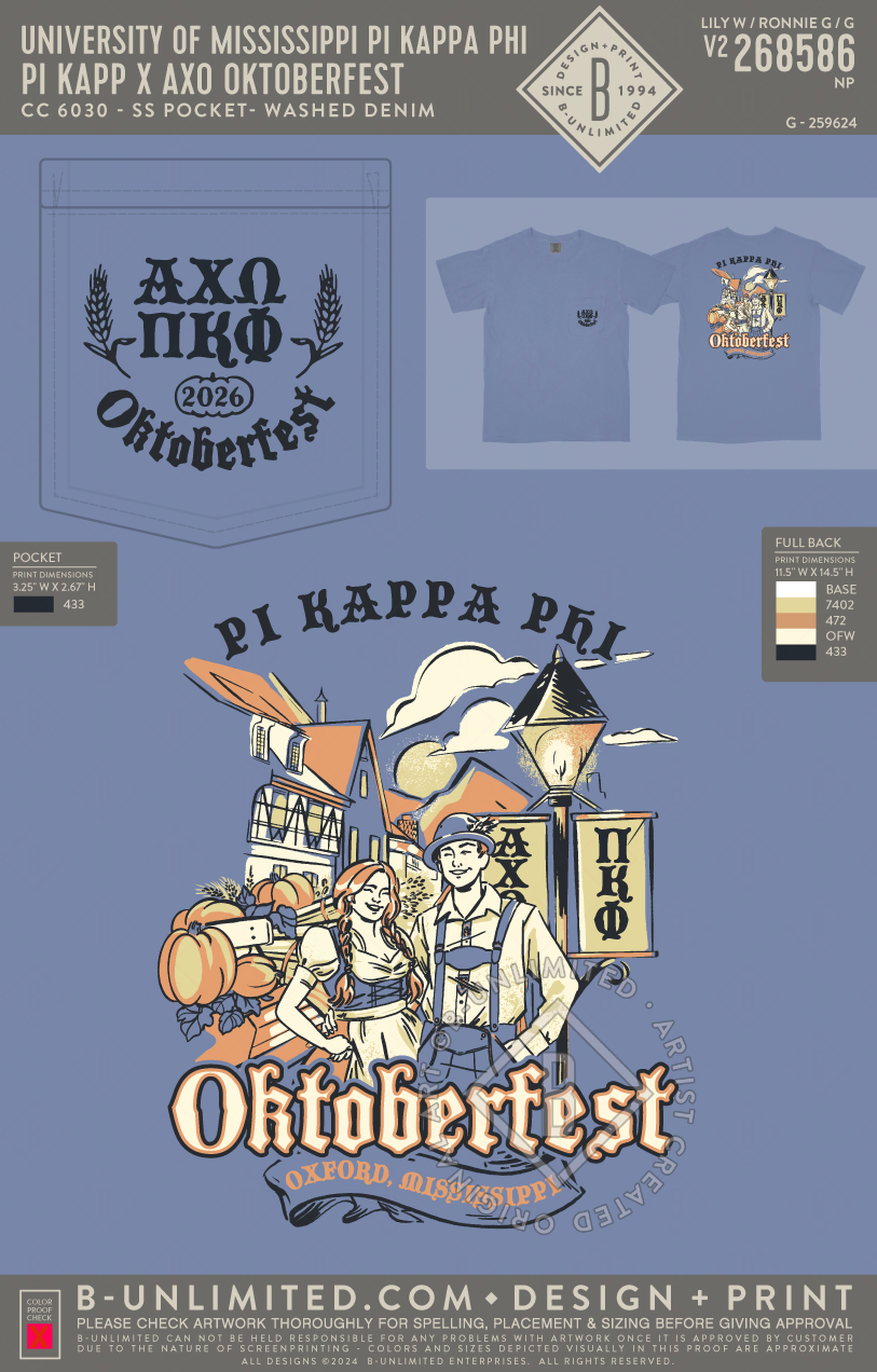 University of Mississippi Pi Kappa Phi - Pi Kapp x AXO Oktoberfest - CC - 6030 - SS Pocket - Washed Denim