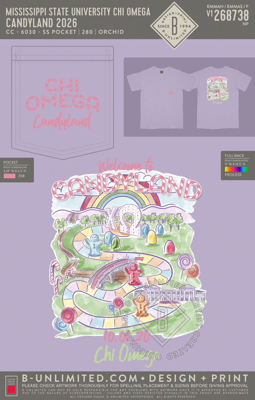 Mississippi State University Chi Omega - Candyland 2026 - CC - 6030 - SS Pocket - Orchid