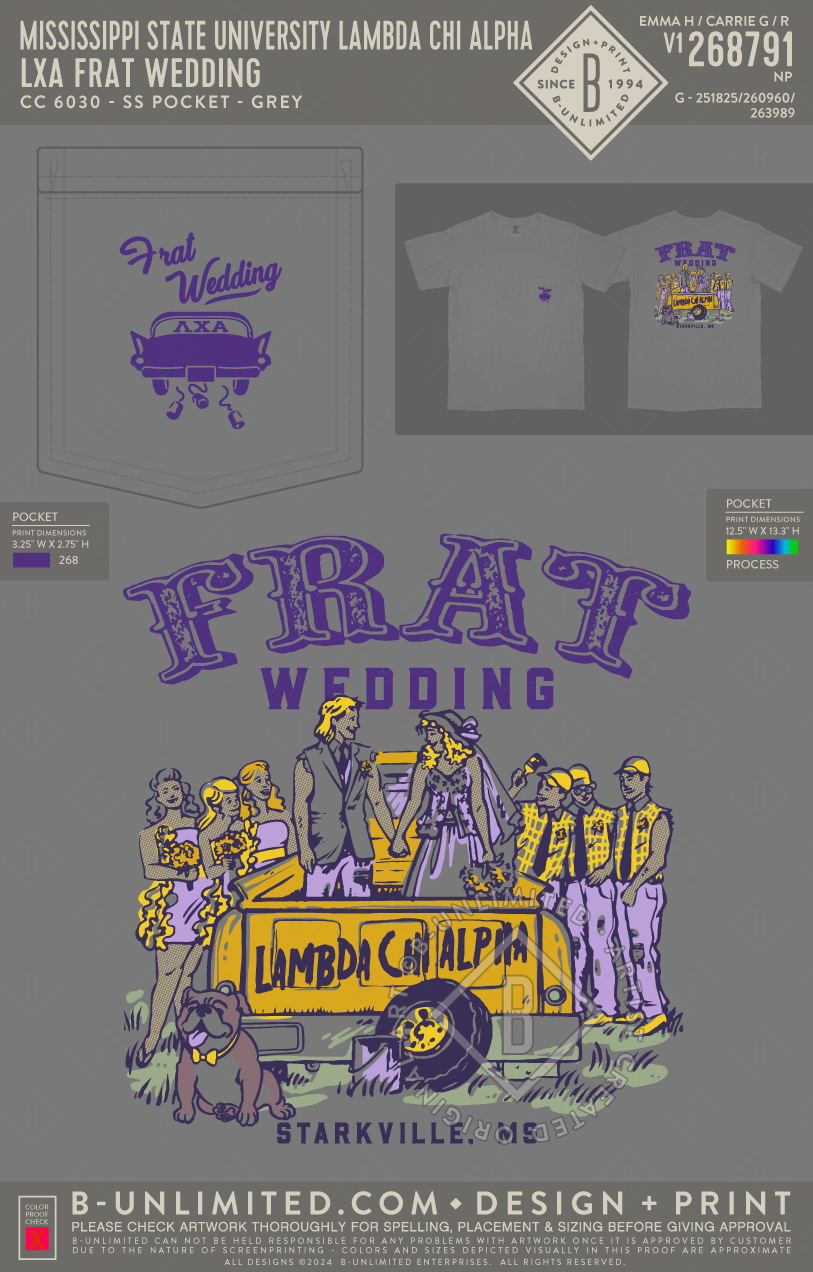 Mississippi State University Lambda Chi Alpha - LXA Frat Wedding - CC - 6030 - SS Pocket - Grey