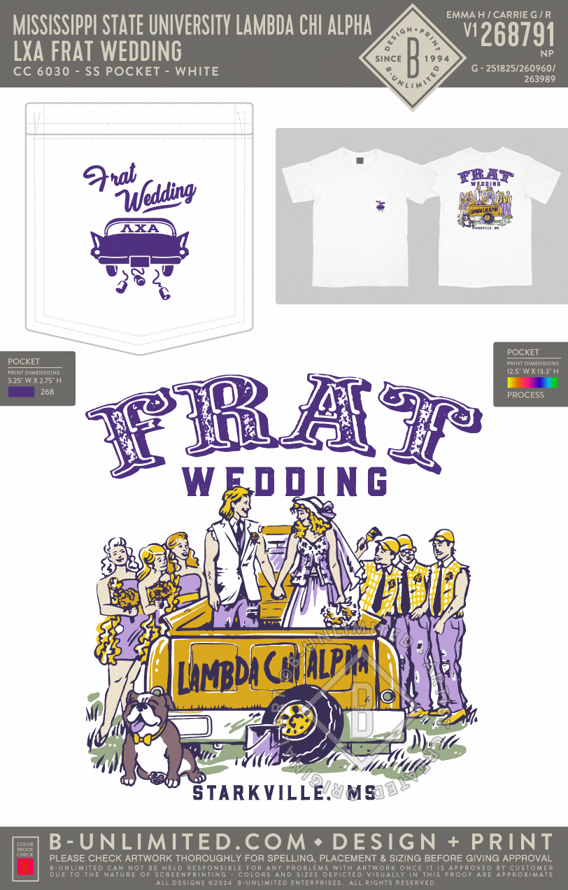 Mississippi State University Lambda Chi Alpha - LXA Frat Wedding - CC - 6030 - SS Pocket - White