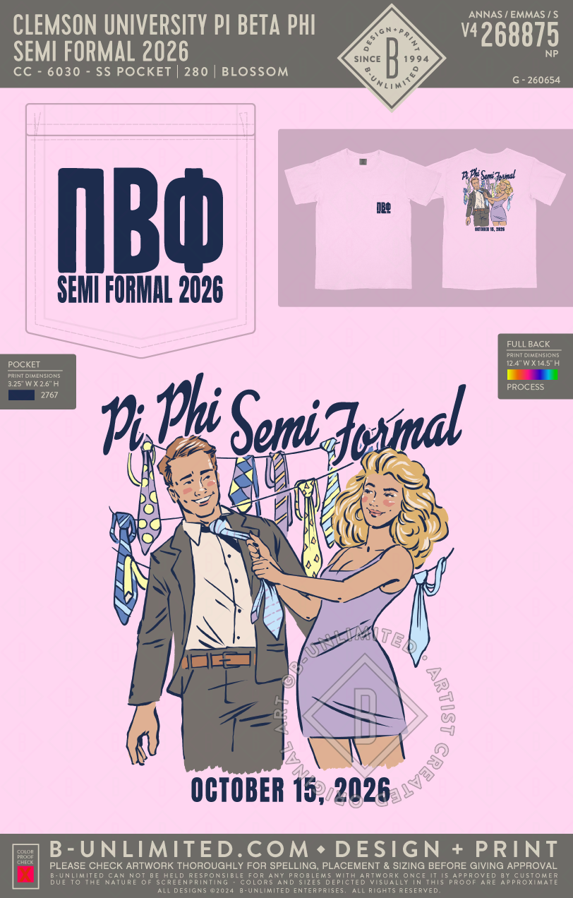Clemson University Pi Beta Phi - Semi Formal 2026 - CC - 6030 - SS Pocket - Blossom