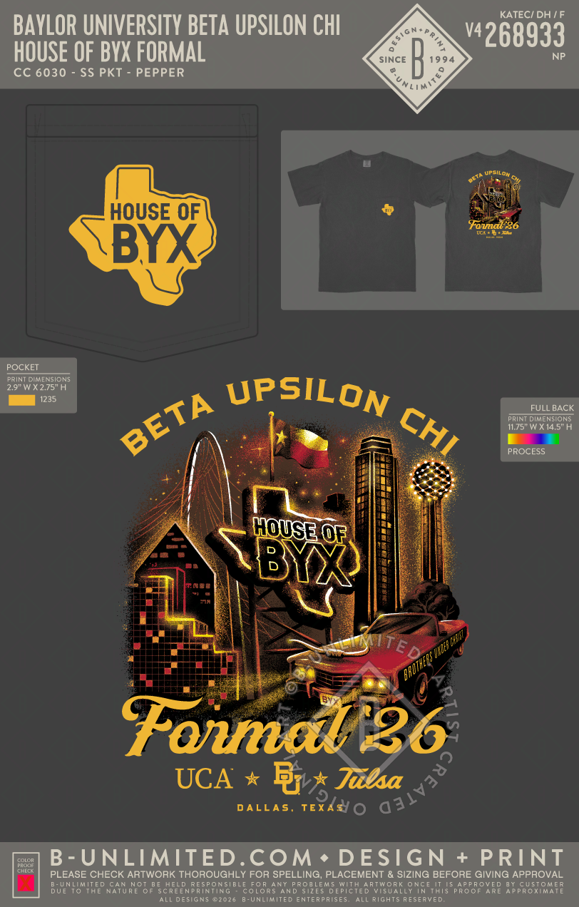 Baylor University Beta Upsilon Chi - House of BYX Formal - CC - 6030 - SS Pocket - Pepper