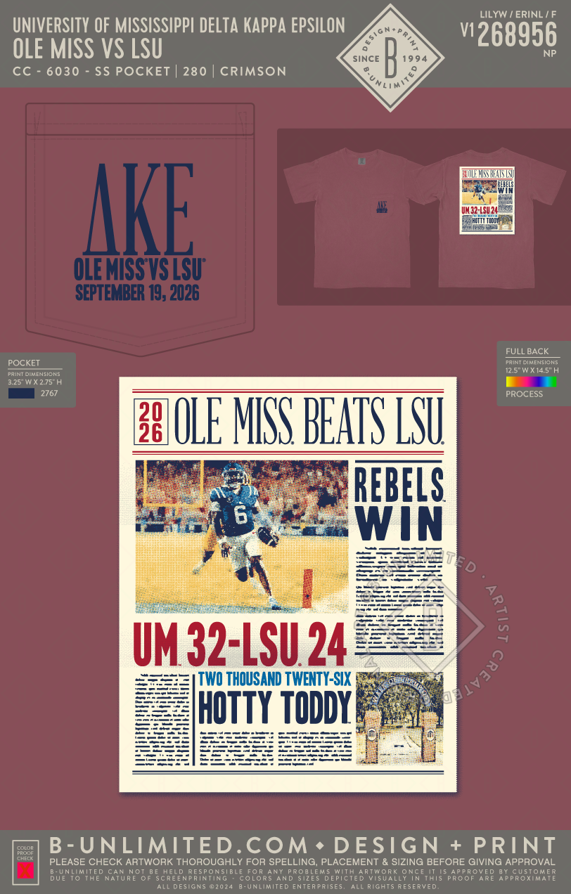 University of Mississippi Delta Kappa Epsilon - Ole miss vs LSU - CC - 6030 - SS Pocket - Crimson
