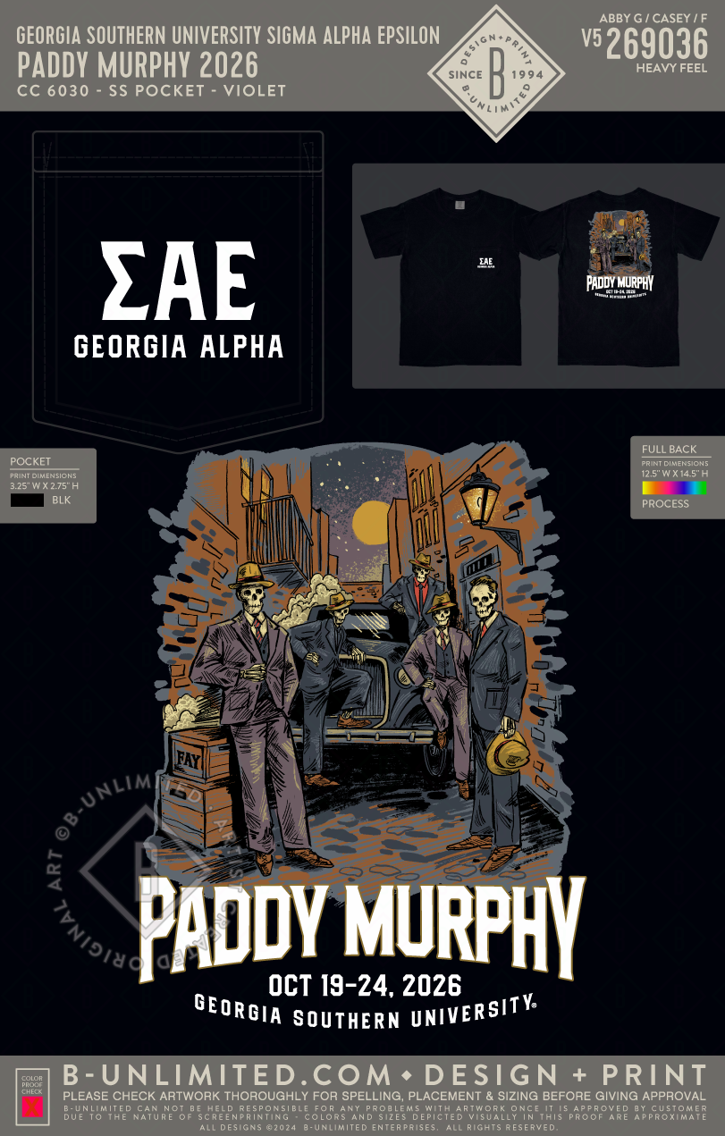 Georgia Southern University Sigma Alpha Epsilon - Paddy Murphy 2026 Black - CC - 6030 - SS Pocket - Black
