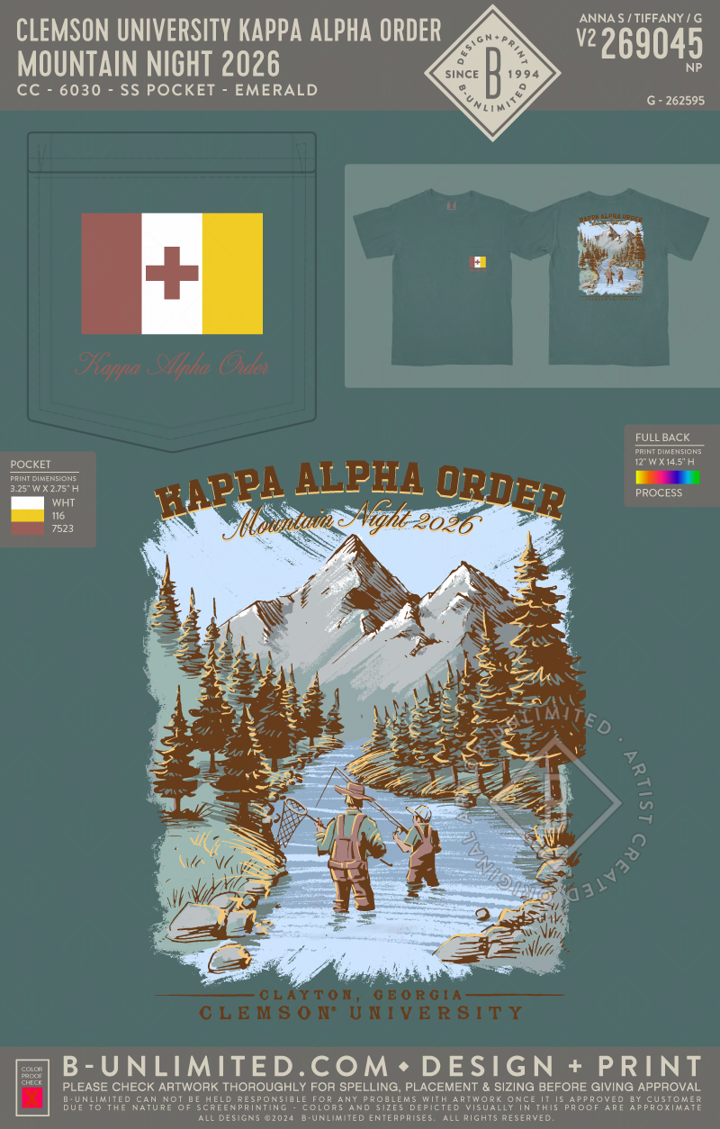 Clemson University Kappa Alpha Order - Mountain Night 2026 - CC - 6030 - SS Pocket - Emerald