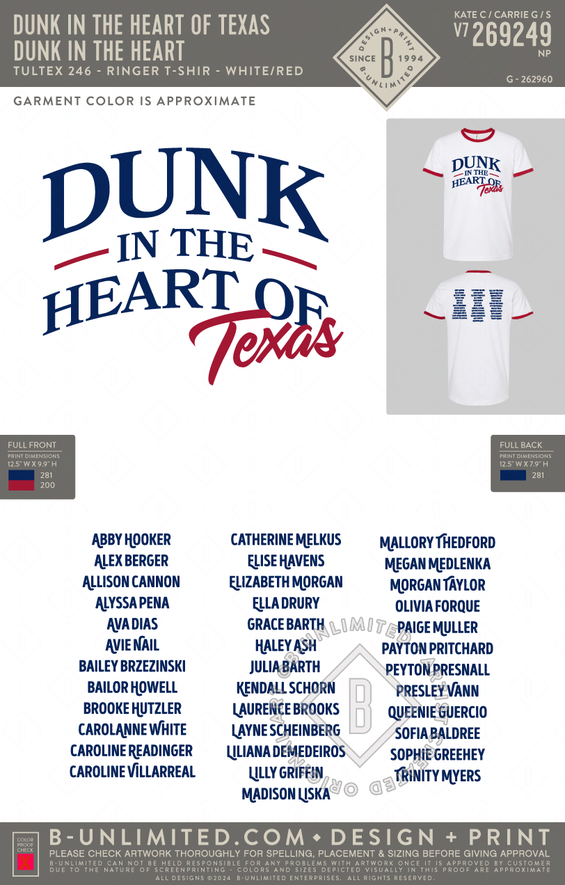 Dunk in the Heart of Texas - Dunk in the Heart - Tultex - 246 - Unisex Fine Jersey Ringer T-Shirt - White/Red