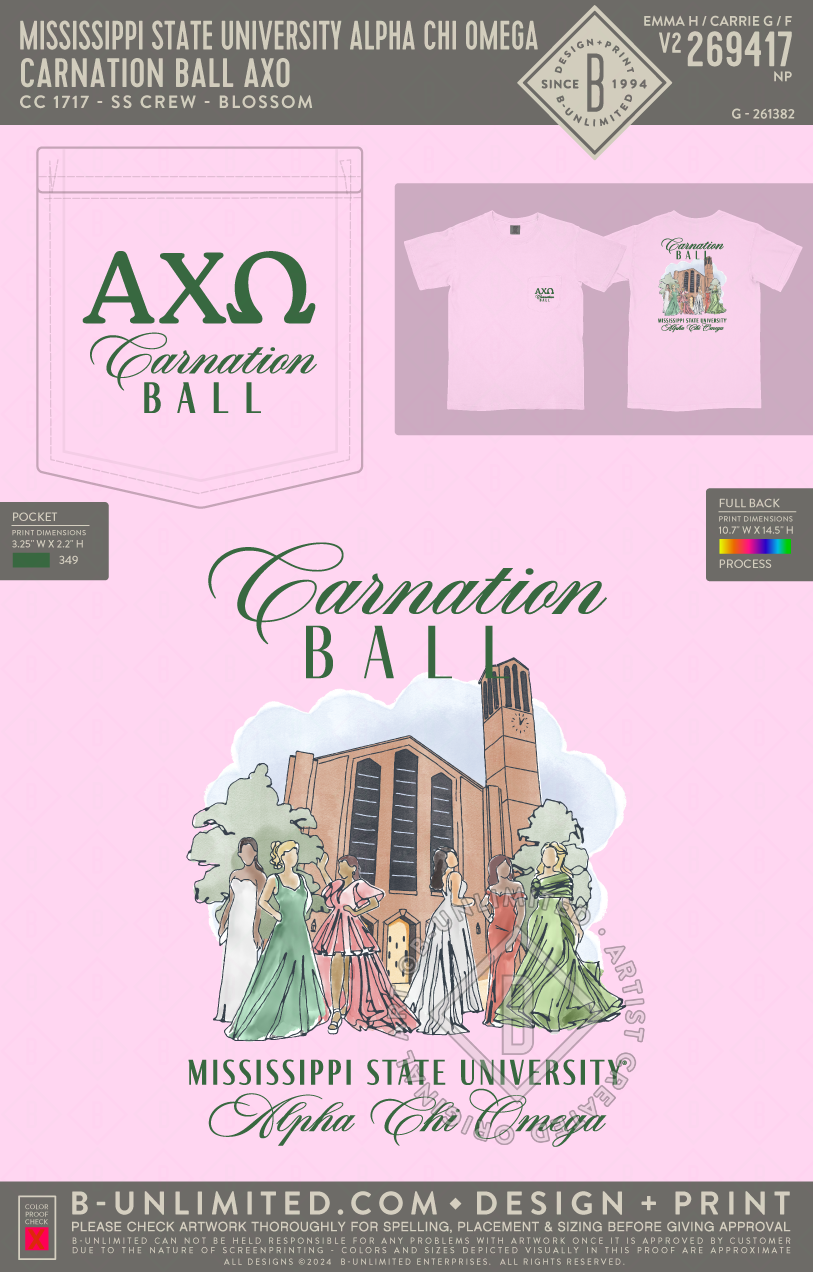 Mississippi State University Alpha Chi Omega - Carnation Ball AXO - CC - 6030 - SS Pocket - Blossom