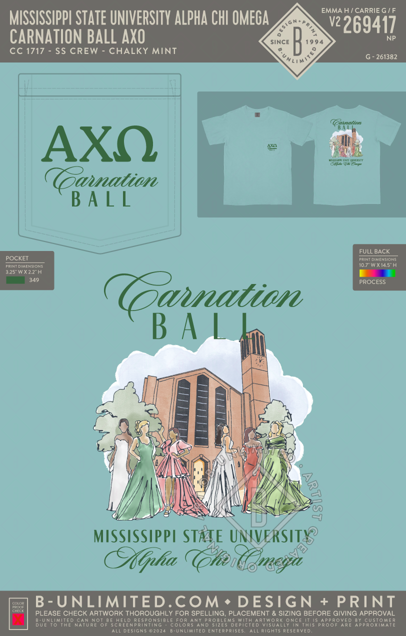 Mississippi State University Alpha Chi Omega - Carnation Ball AXO - CC - 6030 - SS Pocket - Chalky Mint
