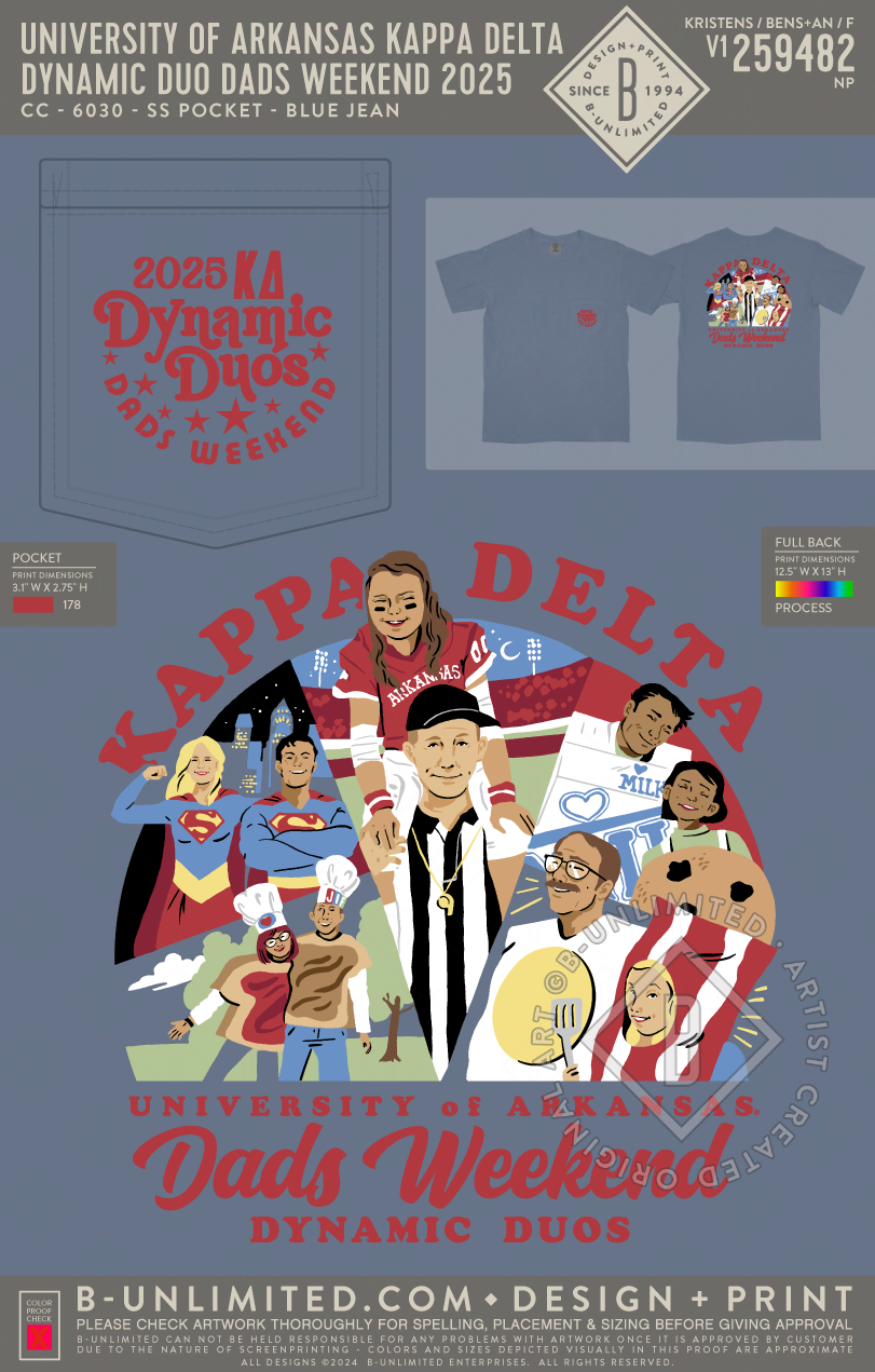 University of Arkansas Kappa Delta - Dynamic Duo Dads Weekend 2025 - CC - 6030 - SS Pocket - Blue Jean